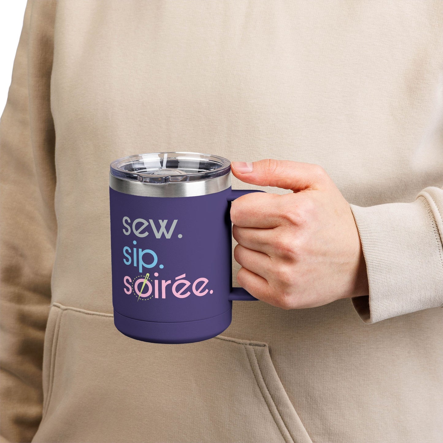 Sew. Sip. Soirée. Coffee Mug Tumbler