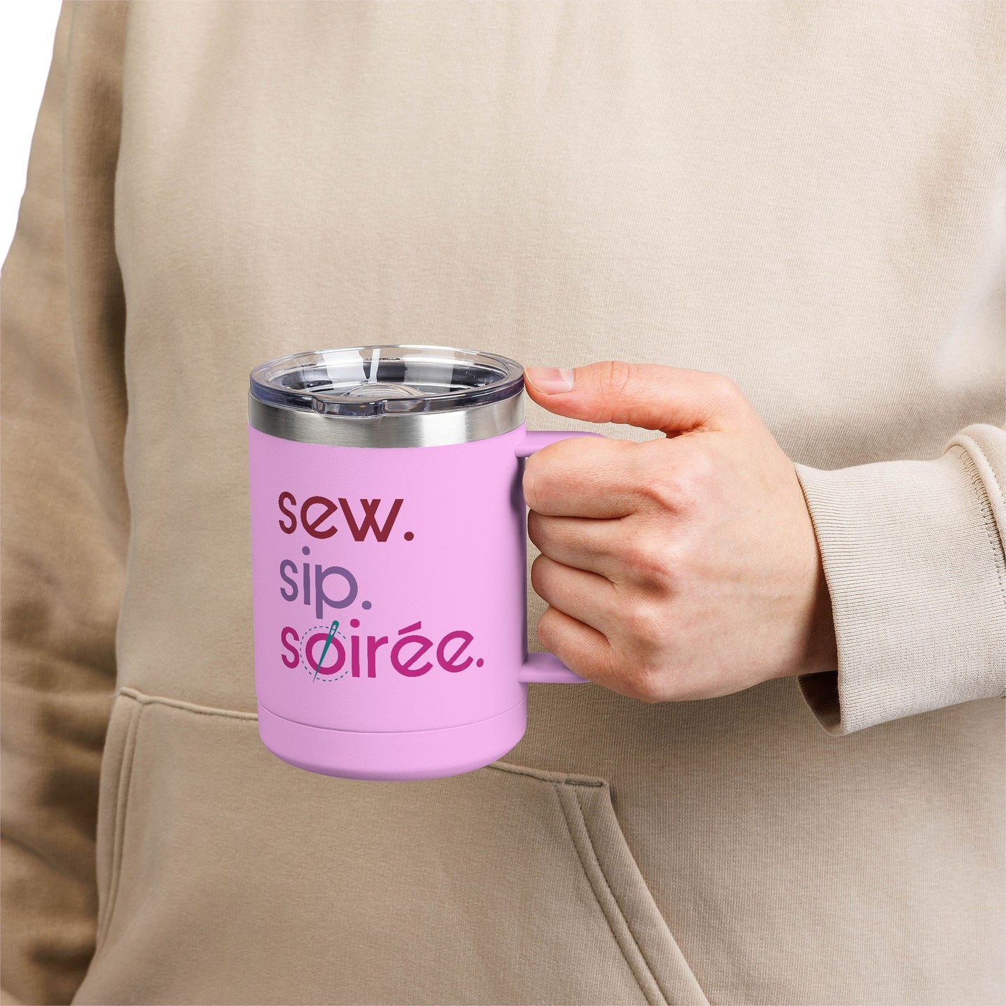 Sew. Sip. Soirée. Coffee Mug Tumbler
