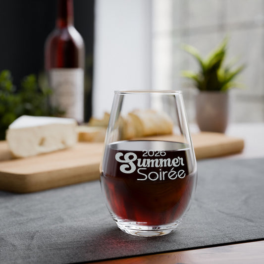 Summer Soirée Stemless Wine Glass (Engraved), 11.5oz