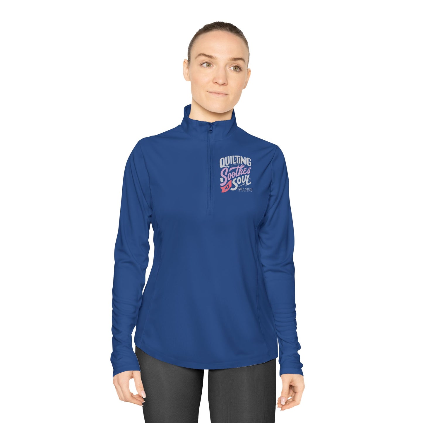 Quilting Soothes My Soul Ladies Quarter-Zip Pullover